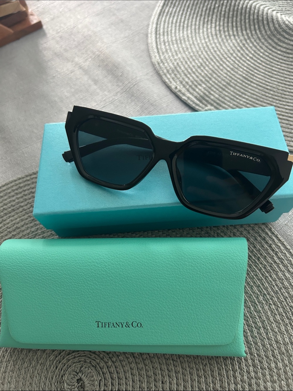 Tiffany & Co. Women's Black Cat-Eye Sunglasses with Dark Lenses